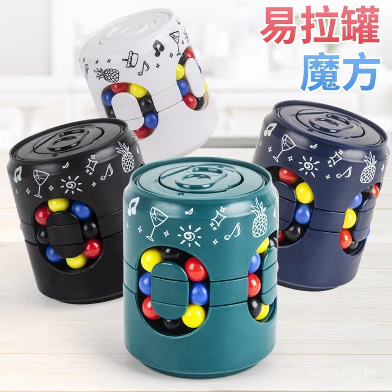 Cubo de Rubik em Forma de Lata - Cubo de Rubik Magic Bean Cola Fidget Spinner Brinquedo Giratório para Alívio do Estress