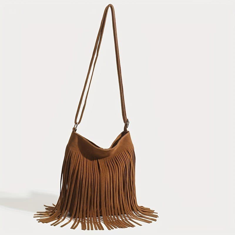 Venda quente marrom Retro ocidental Denim borla sela saco boêmio Crossbody bolsa de ombro