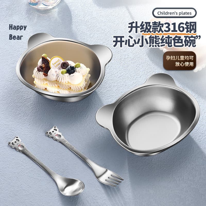 [Estoque pronto] Suplemento alimentar para bebês em aço inoxidável 316 Tigela de sopa para bebês Tigela de pasta de arro