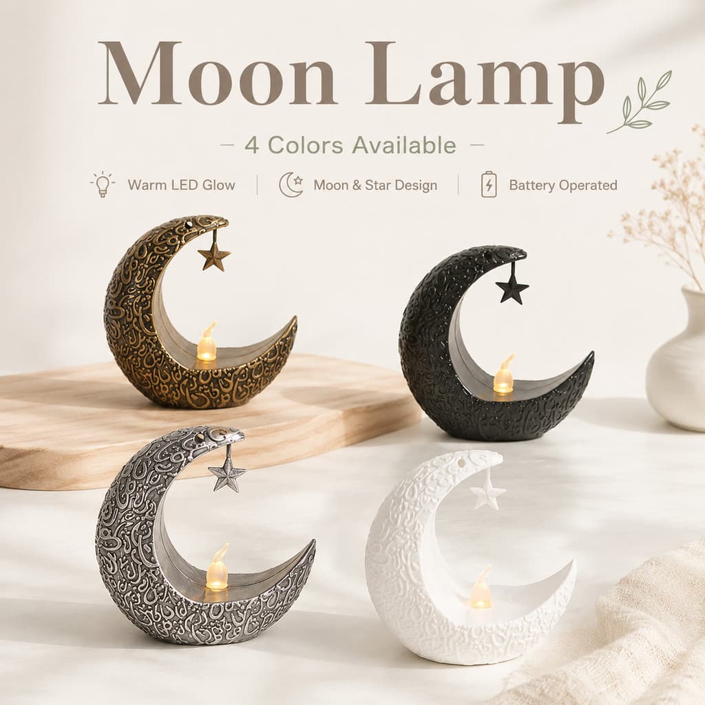 Lâmpada De Lua Crescente Vintage Com Design Em Relevo , Luz LED Quente Sem Chama , Ornamento Decorativo Para Quarto De C