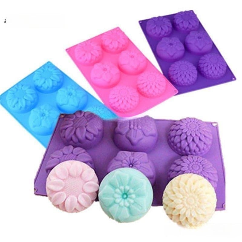 6 Cavidade 3D Molde De Sabonete De Silicone Em Forma De Flor Bolo Fondant