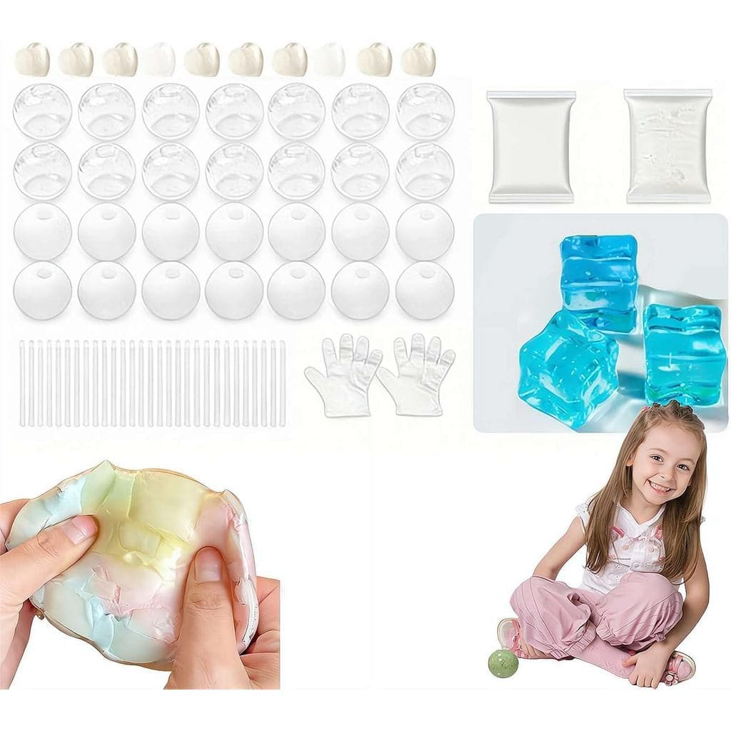 Kit DIY para Fazer Bolas Anti-estresse com Revestimentos Transparentes de TPR, Bolas Anti-estresse Squishies a Vácuo com