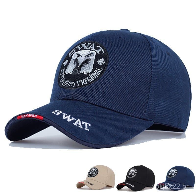 Boné Militar SWAT com Águia Bordada, Bonés de Beisebol Pretos, Bonés Táticos Snapback Masculinos e Femininos QORK