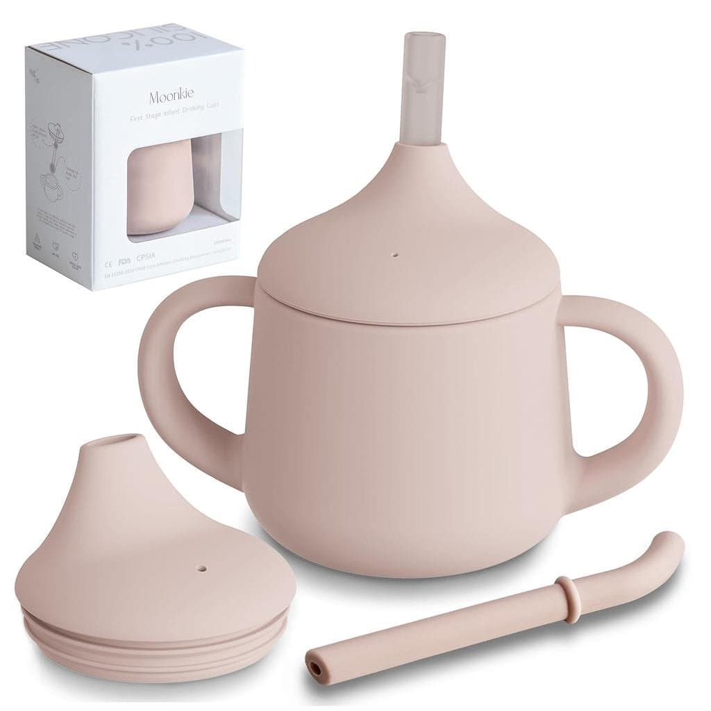 Copos de Silicone para Bebês Moonkie |   Copo de Treinamento com Canudo em 3 Níveis para Bebês, Crianças Pequenas e Cria