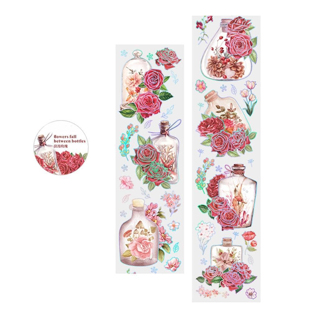 Fita decorativa pet requintado inovador romântico rosa série diy floral para scrapbook caderno diário