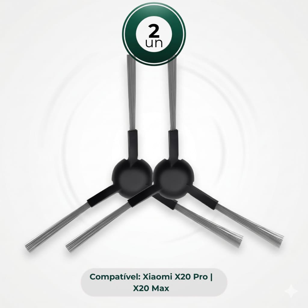 Kit 2 Escova Lateral Compatível Robô Aspirador Xiaomi X20 Max e X20 Pro (1 par) Refil