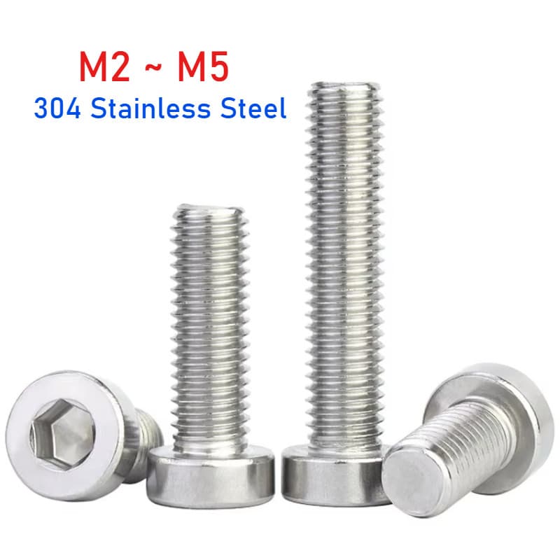 M2 M2.5 M3 M4 M5 304 Aço Inoxidável Hex Hexágono Tomada Fino Baixo Perfil Curto Cabeça Allen Parafuso