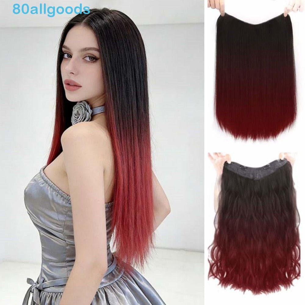 ALLGOODS1 Clipe Longo Em Peruca , Extensões De Cabelo Sintético Vermelho Ombre Natural , Camadas