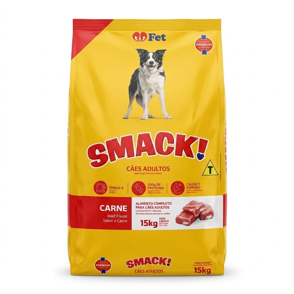 Ração Smack para Cães Adultos 15kg Carne Nutrição Completa