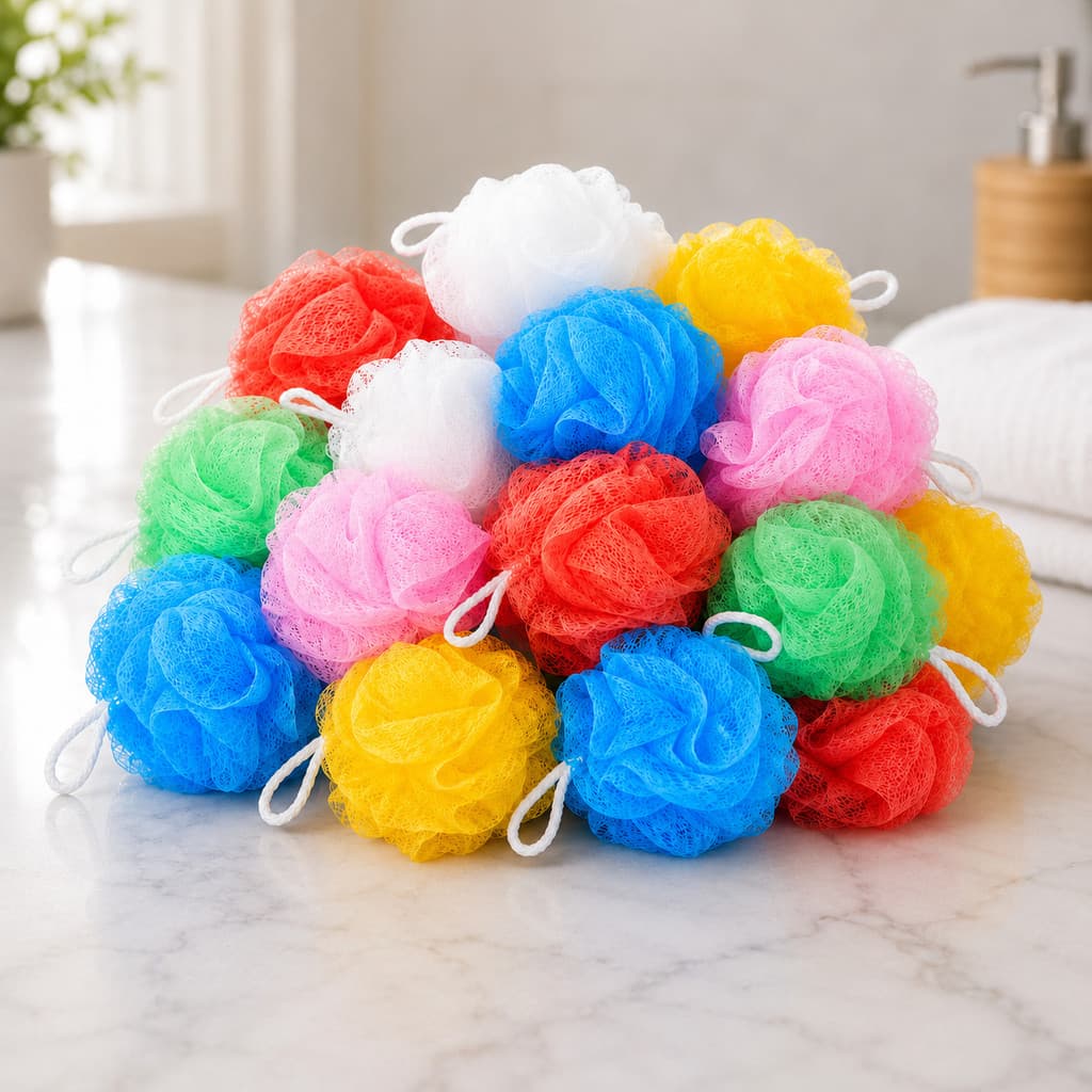 Esponjas De Banho Esfoliante Bucha Nylon Kit 03 Unidades
