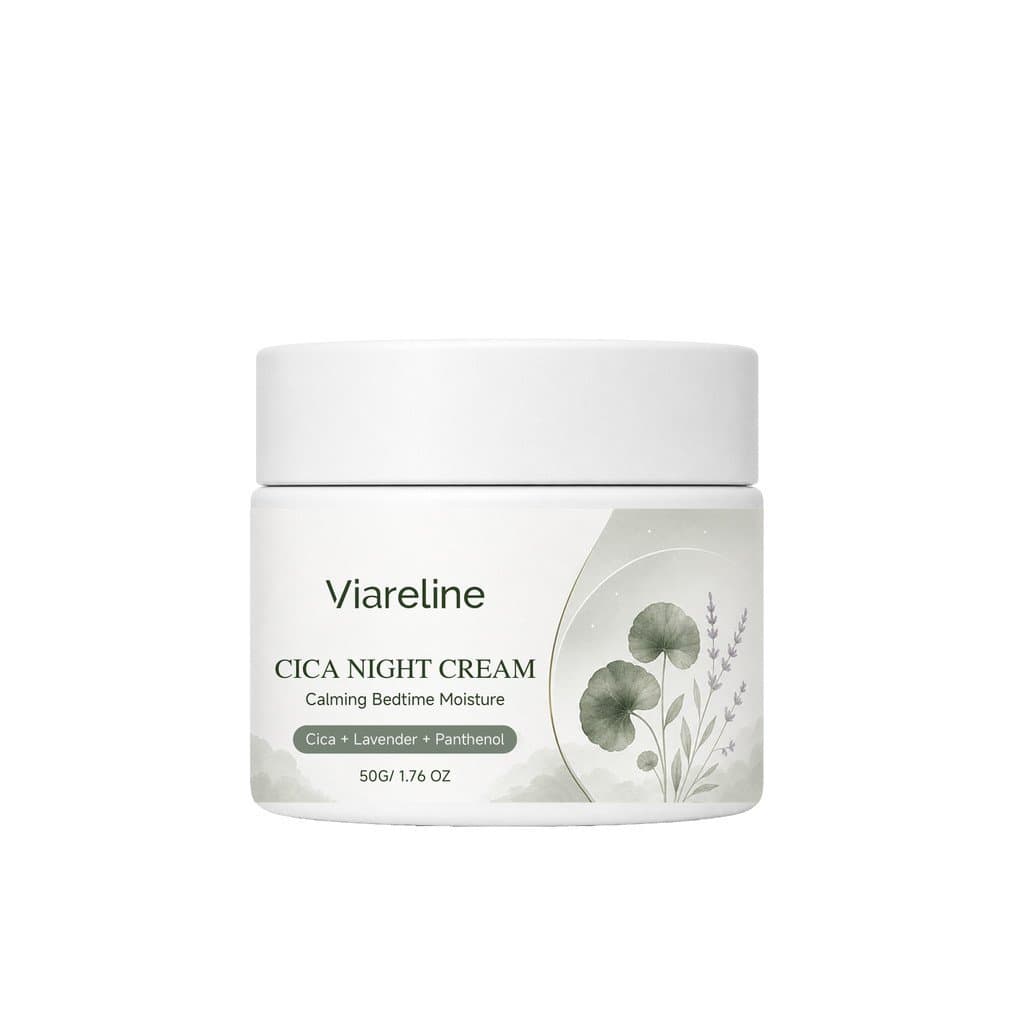 2 Peças de Noturno Viareline Cica com Cica, Lavanda e Pantenol, Hidratante Facial Calmante para a, Fac