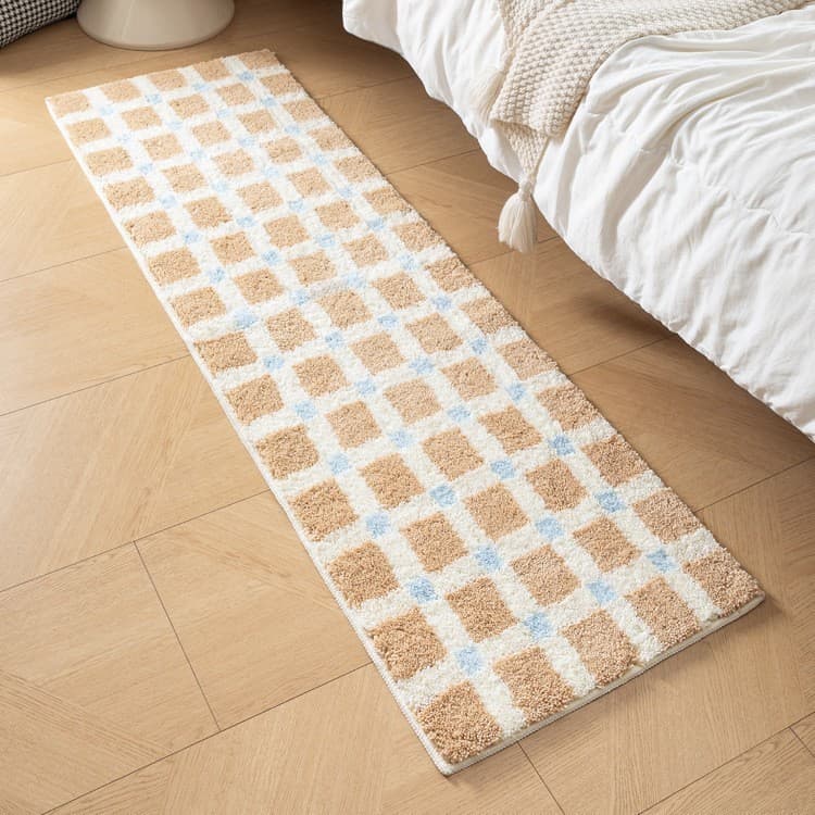 [Novo produto] Tapete de quarto flocado, resistente à sujeira, fácil de cuidar, tapete de cabeceira de quarto, tapete de