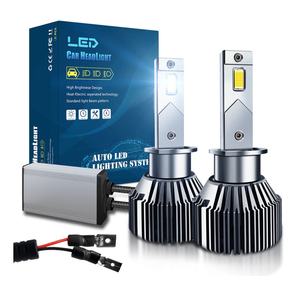 Par Lâmpada Ultra Led Farol Com Decodificador Inteligente Anti-Piscada H1 H3 H4 H7 H11 9005 9006