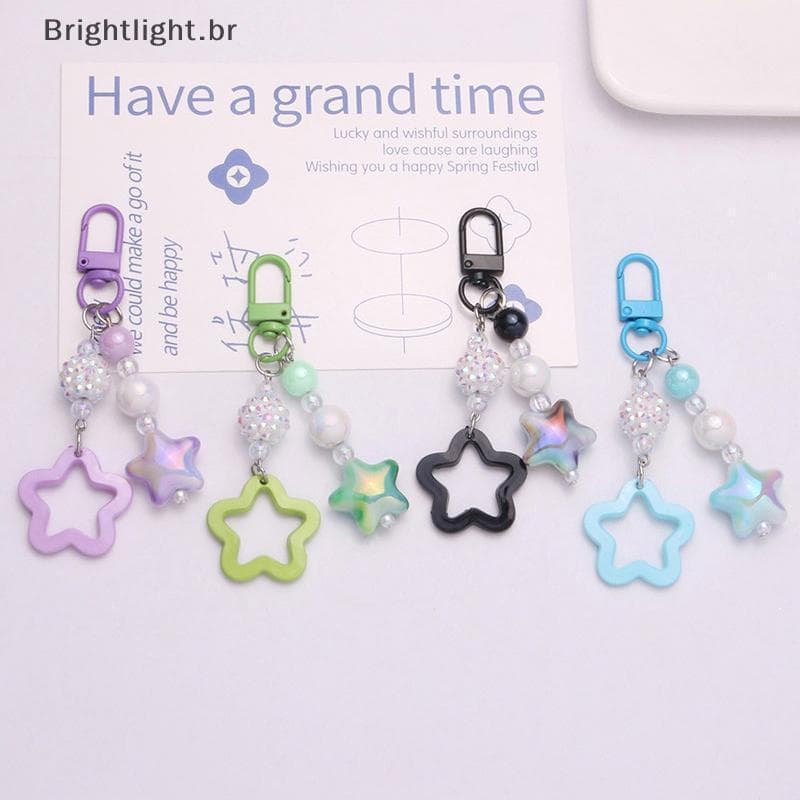 [brightlight.br] Chaveiro com Pingente de Estrela Pentagrama Gradiente, Decoração Bapa, Pingente Artesanal para Bolsa, E