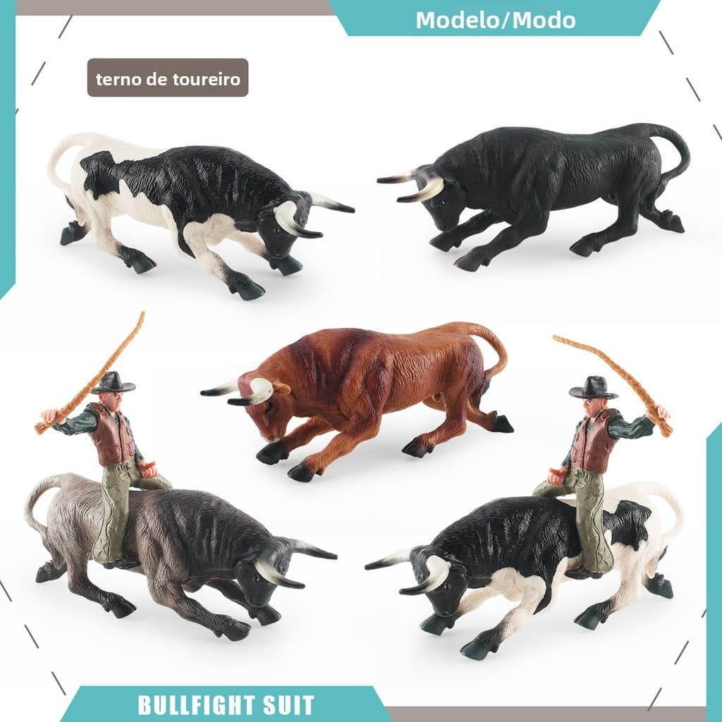 Modelo de simulação estática de traje de touradas espanhol, brinquedo decorativo de treinador de touros do norte da Áfri