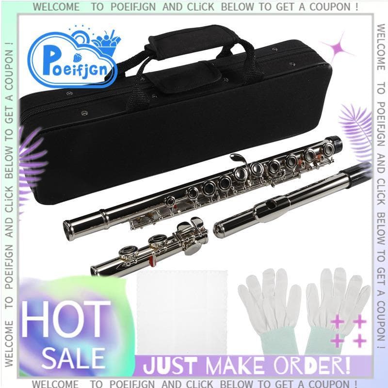 16 Buracos Abertos Fechados C Chave Profissional Flauta Transversal Concerto Instrumento Musical Com Caixa Pano De Limpe