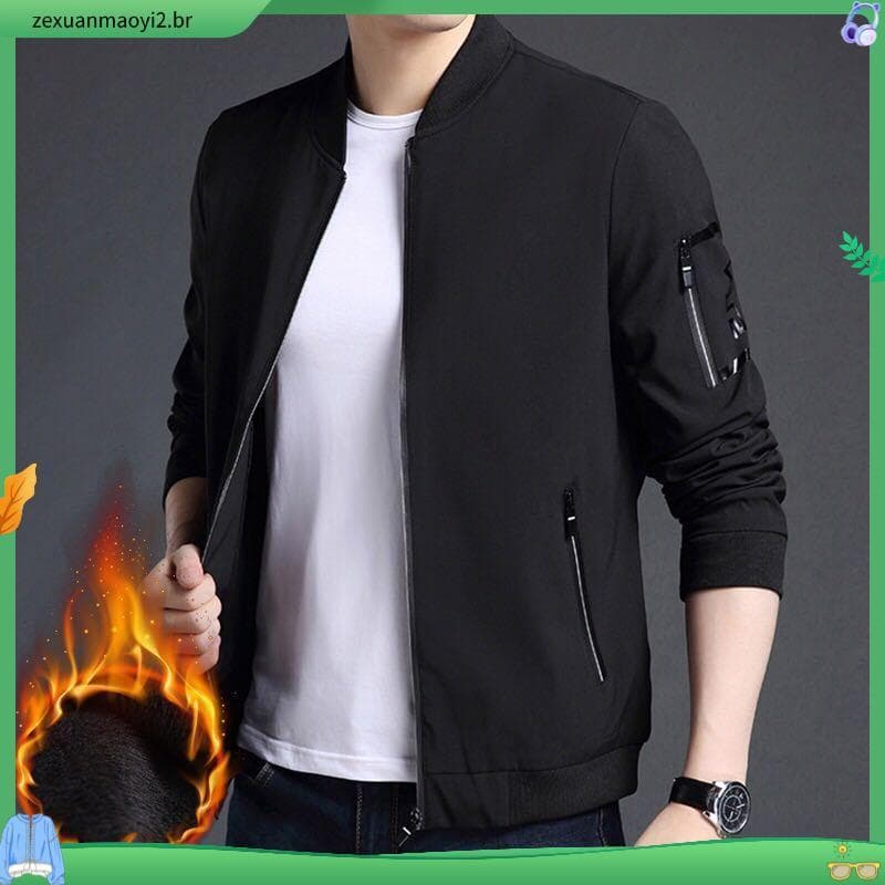 Jaqueta masculina de tamanho grande outono inverno forro de lã confortável jaqueta Casual juventude na moda topo mais go