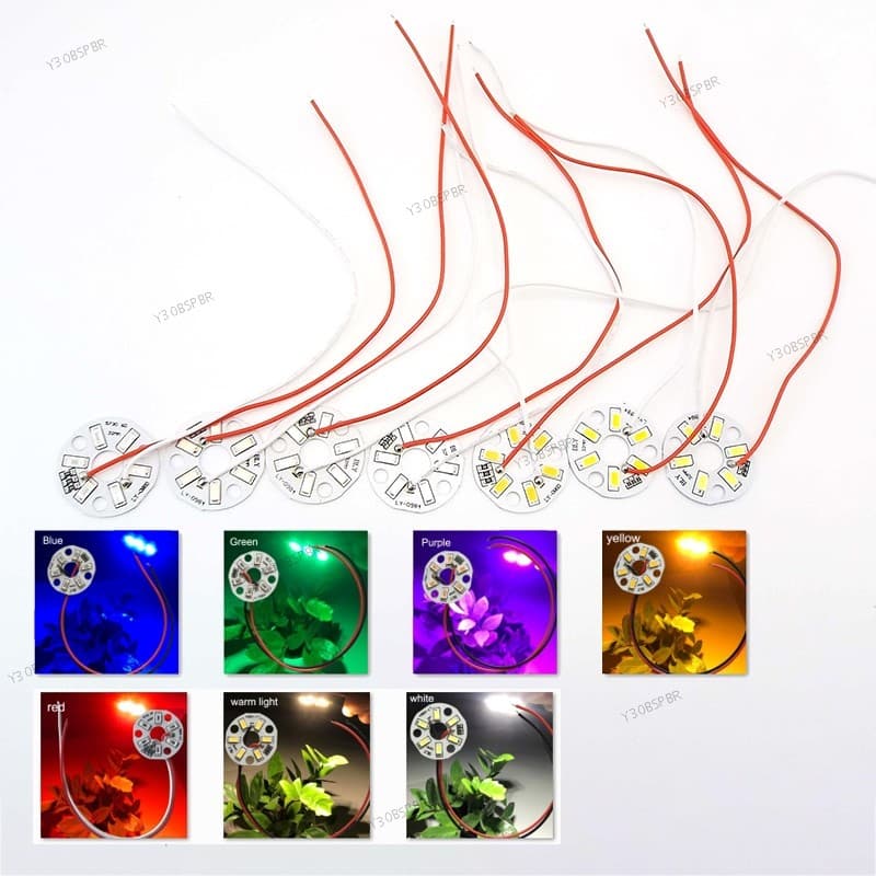 5 Peças DC 5V LED Chip De Luz Contas Placa Superfície 5730 SMD Lâmpada 32mm Fonte De Fio De 3W Vermelho Rosa Azul Roxo A