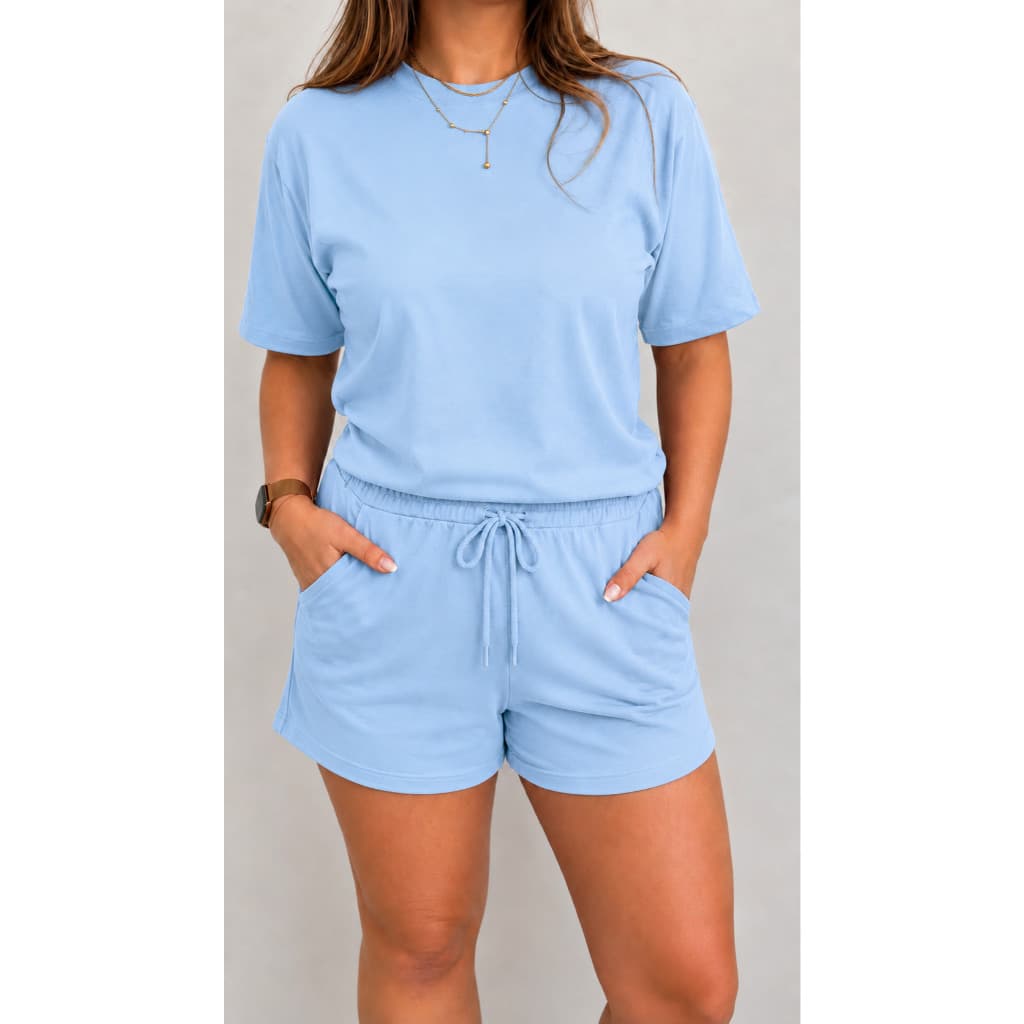Conjunto Femino Moletinho Camiseta Camisa Shorts Kit 100% Algodão Com Bolso Presente Personalizado