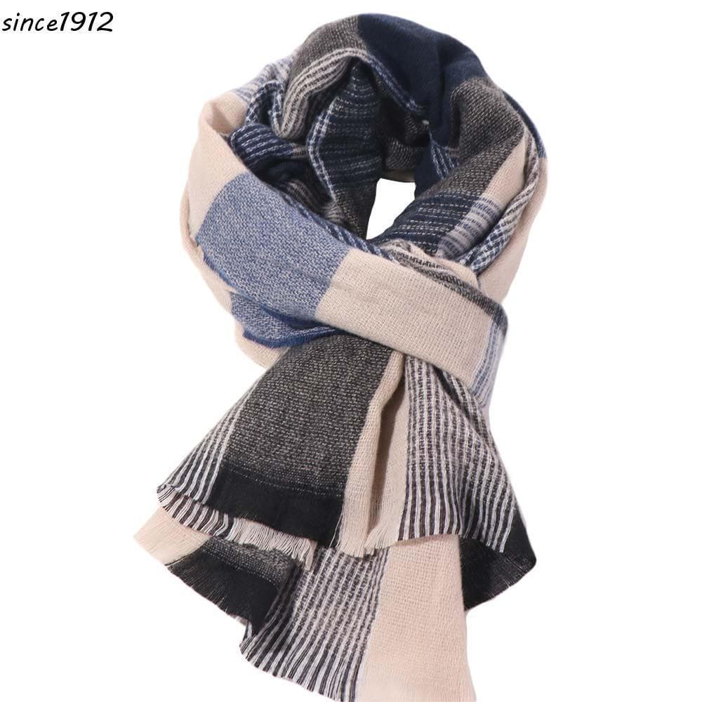 Cachecol Xadrez Masculino Desce, Cachecol Casual Coreano de Inverno, Cachecol Longo, Grosso e Quente, Elegante, Presente