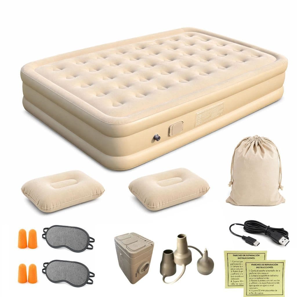 Colchão Inflável Casal Cama De Campanha Bomba Inflável Com Bateria De Lítio Integrada 150x200x40cm 2600mAh