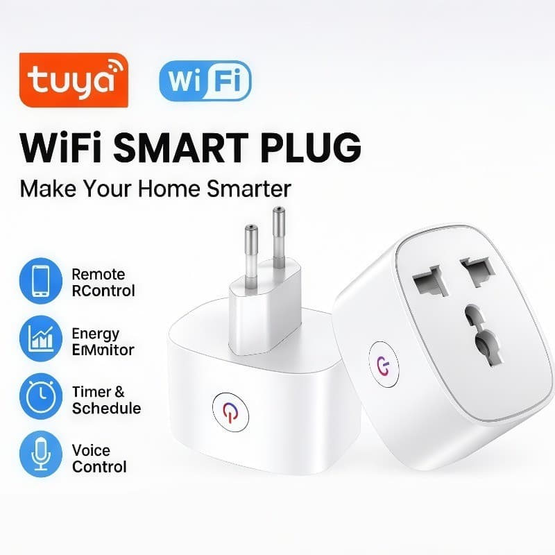Tuya WiFi Plugue Inteligente Multifuncional Tomada Ue 16A Temporizador De Monitoramento De Consumo De Energia App Contro