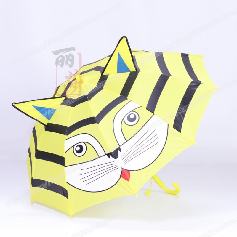 Guarda-chuva de Animal de desenho animado 3D automático infantil presente infantil resistente ao vento de 8 ossos