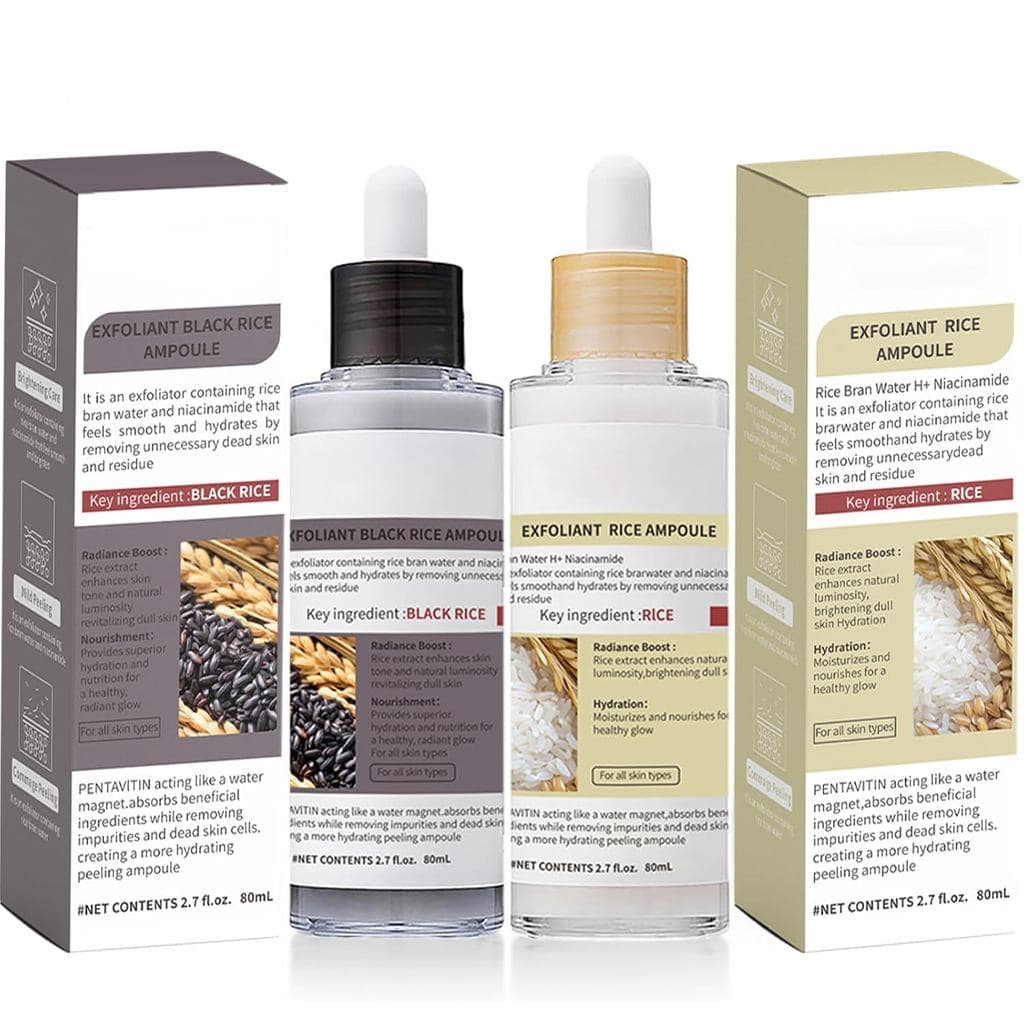 Peeling de Arroz Preto e Branco, Esfoliante Suave de Arroz para Rosto e Corpo, Novo Conjunto de Ampolas Esfoliantes de A