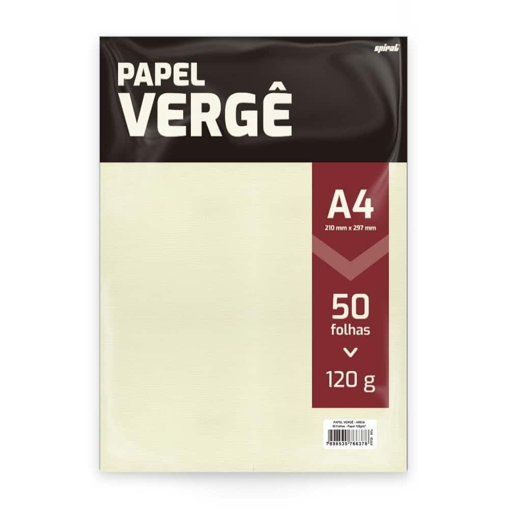 Papel 120g 210x297 vergê areia Spiral 50 Folhas