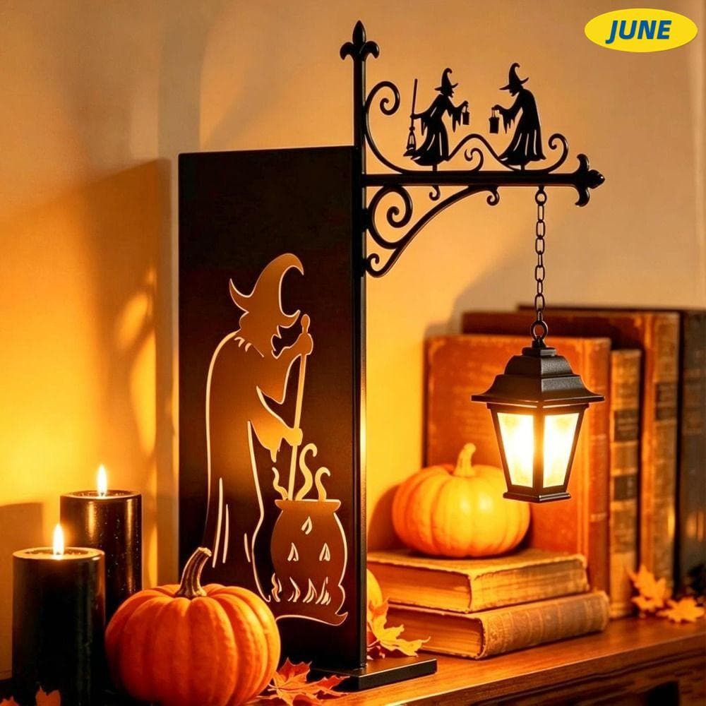 Lâmpada De Estante De Bruxa De Ferro De Junho , Decoração De Halloween , Luz LED Quente Para Livro , Mini Prateleira De