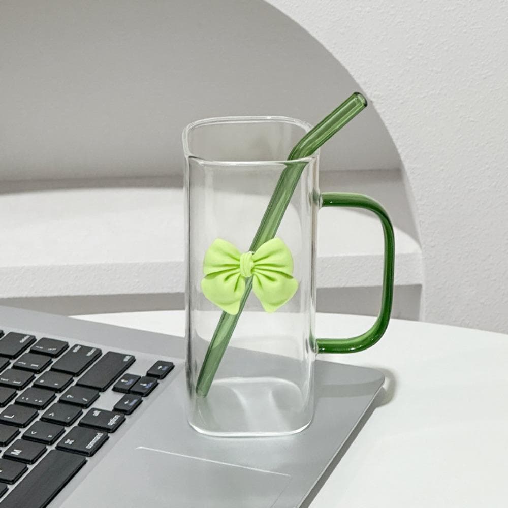 Copo De Palha De Arco , Com Tampas E Alça Caneca De Vidro Quadrada Transparente , Café Estilo Simples Resistente Ao Calo