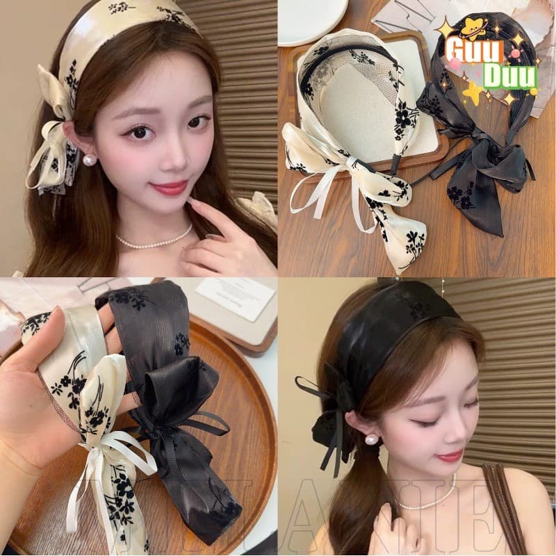[GuuDuu] Argola De Cabelo Elástica Com Laço De Fita – Moda , Doce , Elegante Para Mulheres , Meninas , Uso Diário Acessó