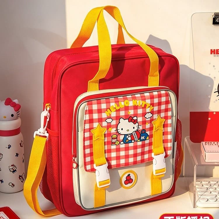 Bolsa de aulas particulares Hello Kitty para estudantes, mochila transversal infantil estilosa para aulas particulares,