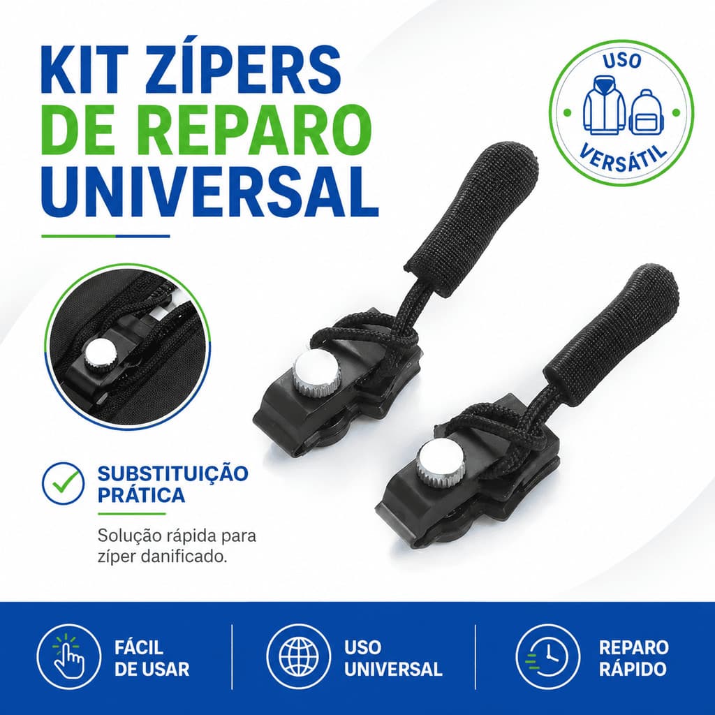 Zipper Reparo Instantâneo Destacável Reparador De Zíper Removível tamanho MEDIO