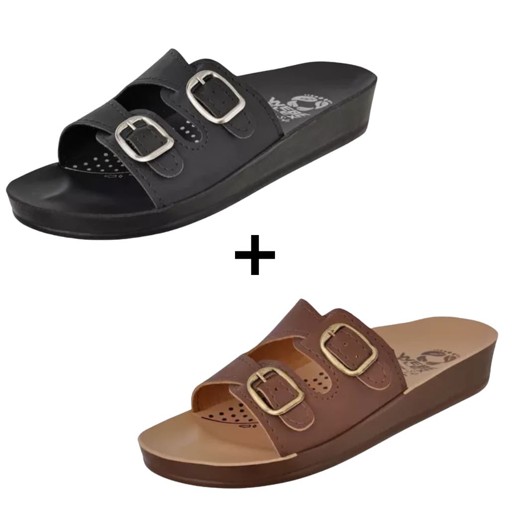 Kit 2 Pares Chinelo Ortopédico Feminino Anatômico Birken WebeFlex Macio Leve Confortável Massageador