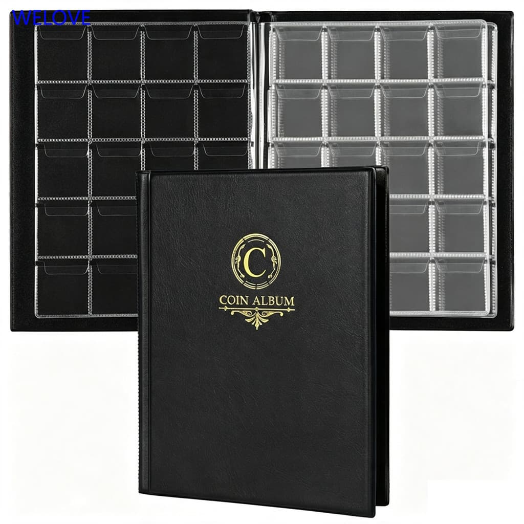 < WL > Álbum De 200 Bolsos , Suporte De Grade De 33x33 Mm , Armazenamento Com 10 Páginas , Para Libras , Centavos De
