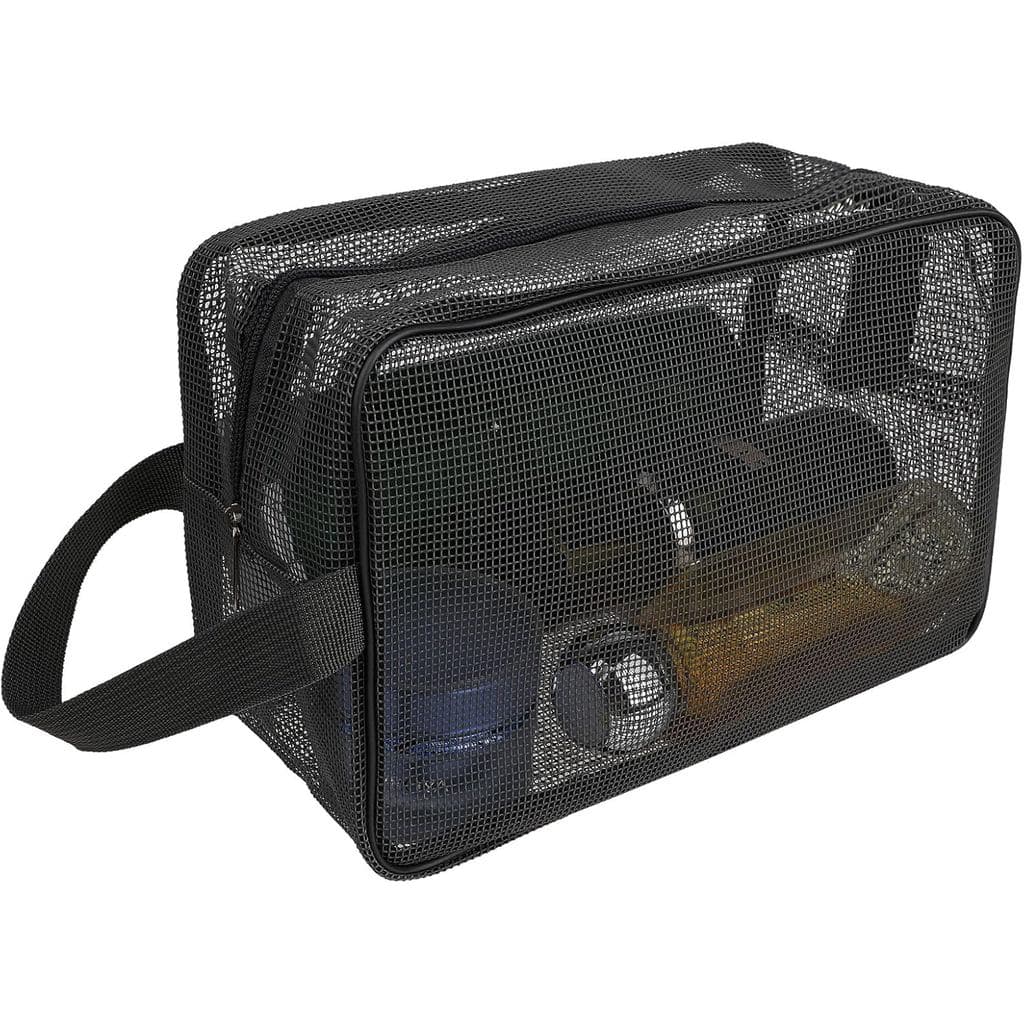 Bolsa de banho em malha Jeffdad, bolsas de higiene pessoal em malha para viagens, bolsa de higiene pessoal para academia
