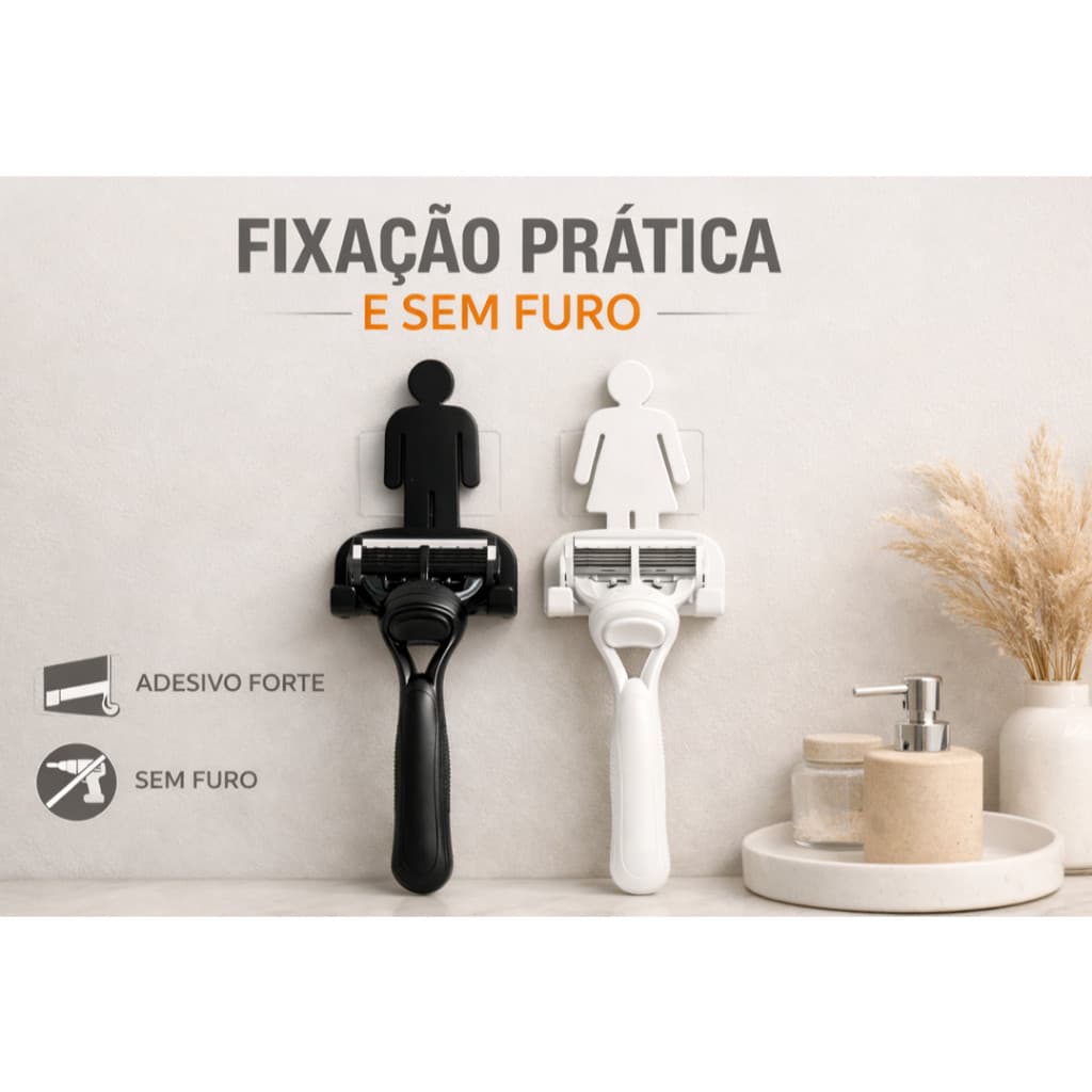 1 UNIDADE DE Suporte Gillette Parede Fita  Porta Barbeador Sem Furo Organizador De Banheiro