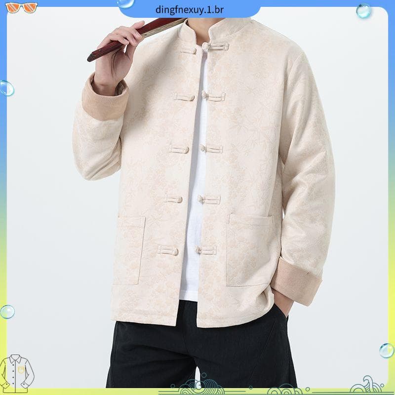 Primavera outono novo estilo estilo chinês Tang terno novo estilo chinês fivela estilo chinês terno de montanha flor esc