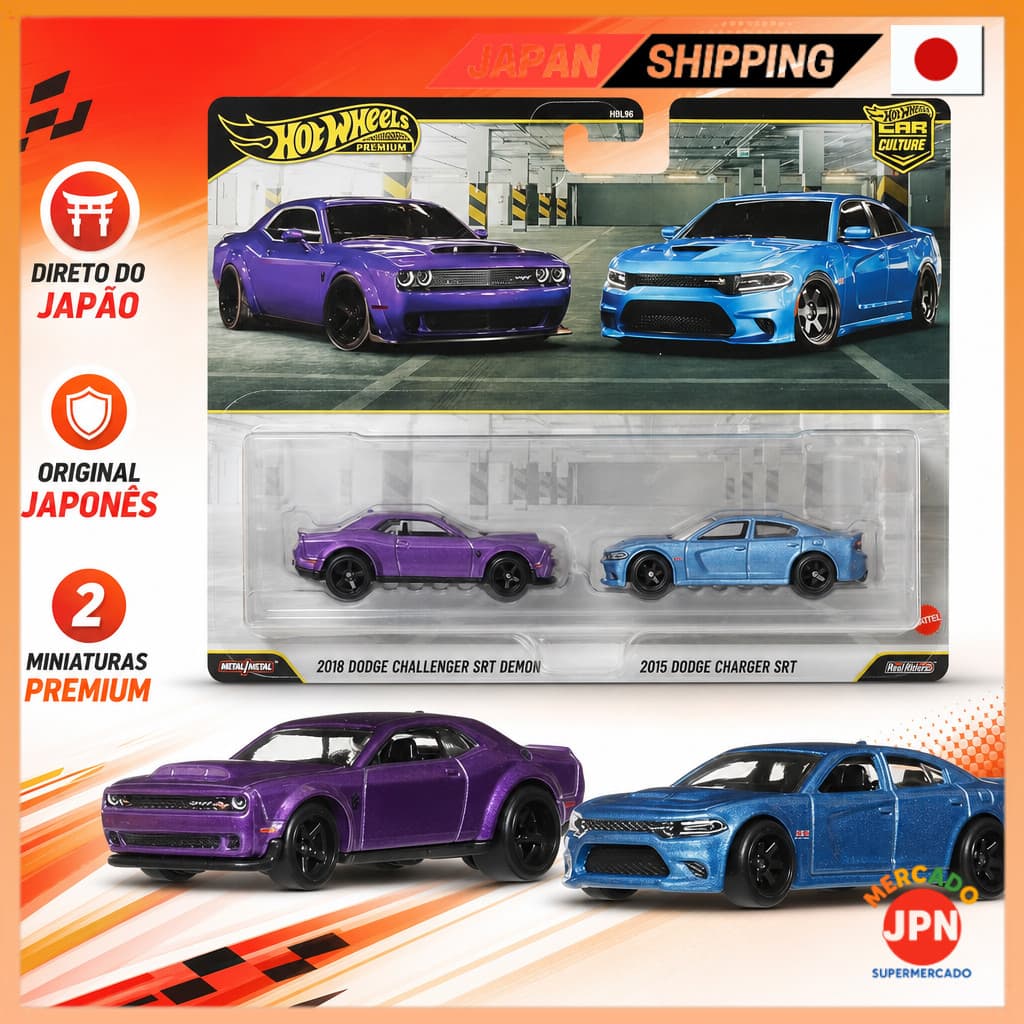Hot Wheels Premium 2-Pack 2018 Dodge Challenger SRT Demon / 2015 Dodge Charger SRT Direct from JAPAN