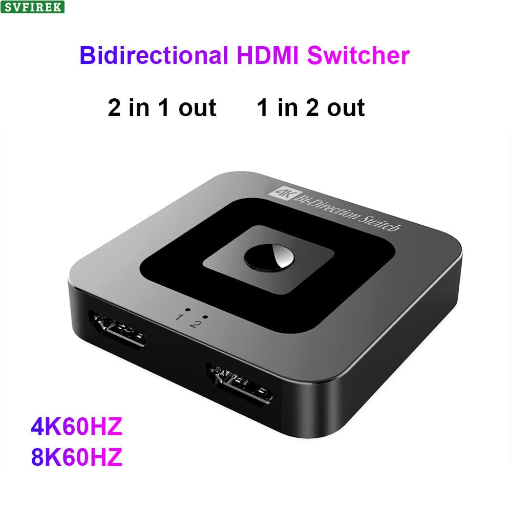 HDMI 2 Em 1 Interruptor De Saída Bidirecional Switcher HDMI2.1 Divisor 4K 60Hz 1 2 Saídas Adaptador Para PS4 Xbox