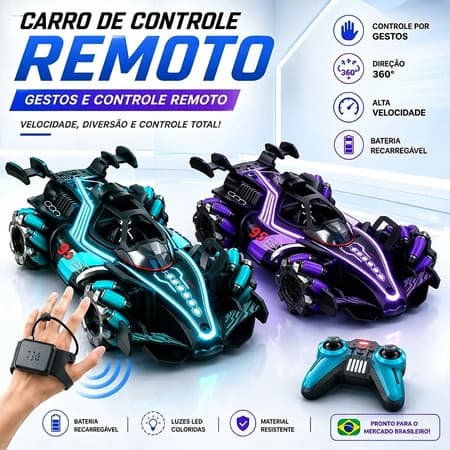 Carrinho Controle Remoto Drift Formula 1 Bateria Recarregável Solta Fumaça Som Brinquedo Infantil