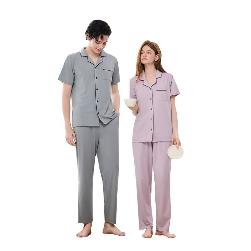 Classe A Lenzing Modal Algodão Pijama Masculino Primavera Verão Lapela Calças de Manga Curta Pijama Masculino Homewear T