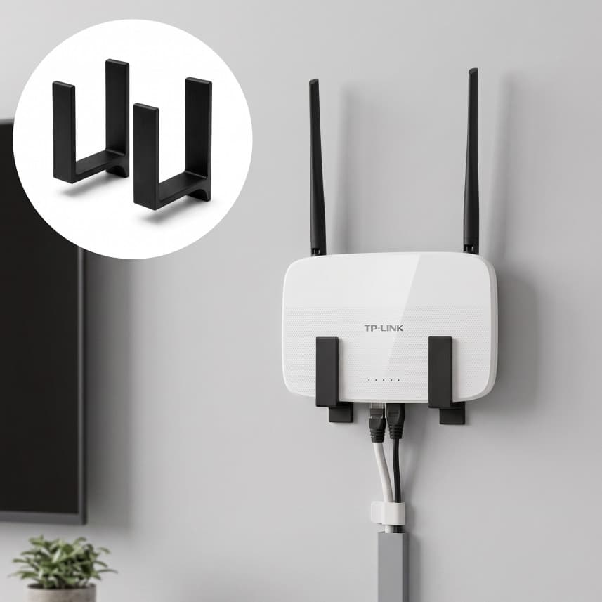 Suporte de Parede para Roteador e Modem Wi-Fi | Fita 3M Inclusa | Sem Furar