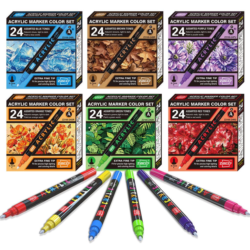 24 cores 0.7mm tipo válvula marcador acrílico alta cobertura empilhável pintura colorida DIY Graffiti papelaria