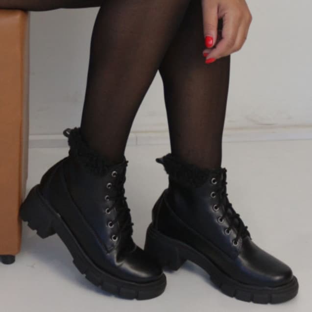 Bota Coturno Feminino Forrado em Lã Tratorado com Pelinho Rb-M 26