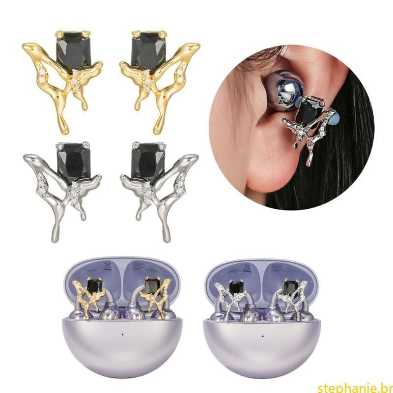 Melhores Clipes Fone Ouvido Borboleta Elegantes Para Freeclip1 2 Seguro Elegante Zircão Preto Design Acessório Lev