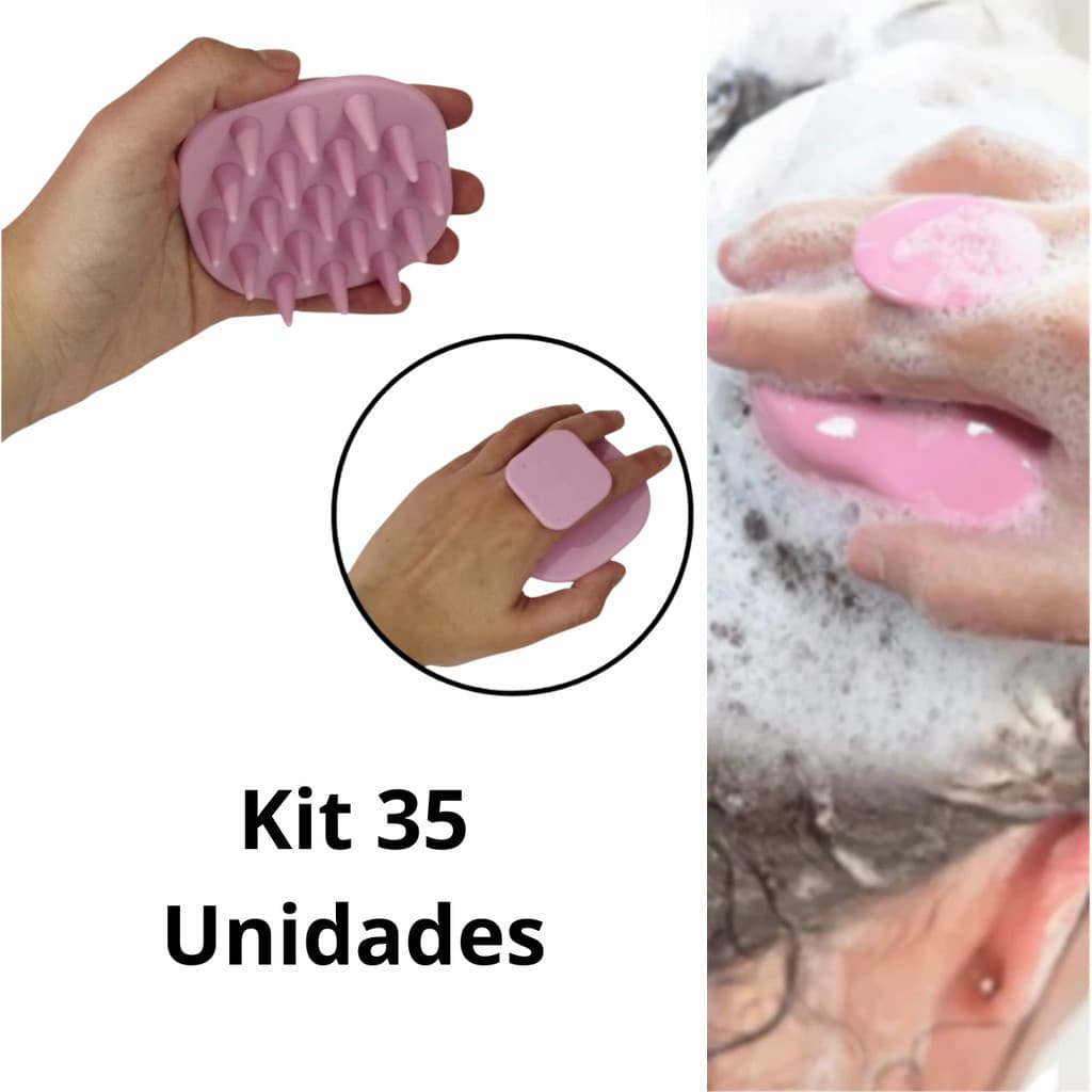 Kit 35 Escovas de Silicone Massageadora de Cabelos Fortalecimento do Cabelo