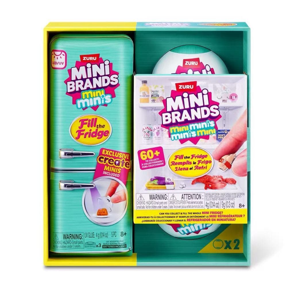 Mini Geladeira Infantil Mini Brands Fill The Fridge Com 2 Bolinhas Surpresa e Luz UV