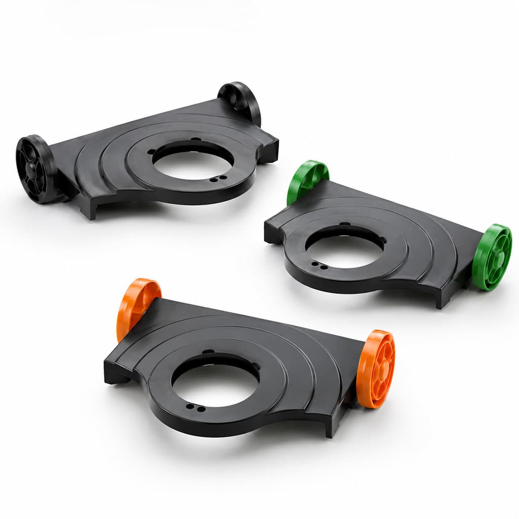 Suporte Com 2 Rodas Preto Para Aparador De Grama Corte Leve